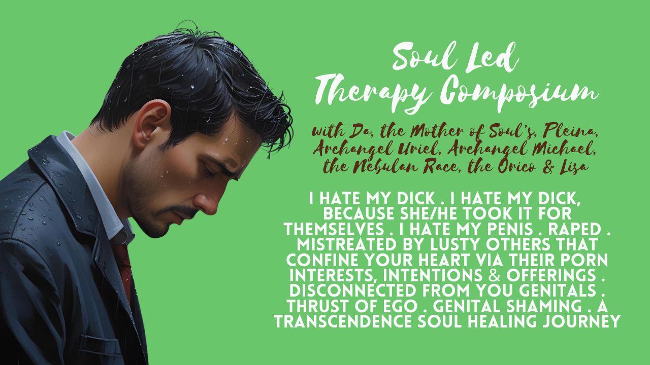 Soul Led Therapy Composium: I Hate My Dick . I Hate My Dick, Because She/He Took it For Themselves . I Hate My Penis . Raped . Mistreated By Lusty Others That Confine Your Heart Via Their Porn Interests, Intentions & Offerings . Disconnected From You Genitals . Thrust of Ego . Genital Shaming . A Transcendence Soul Healing Journey