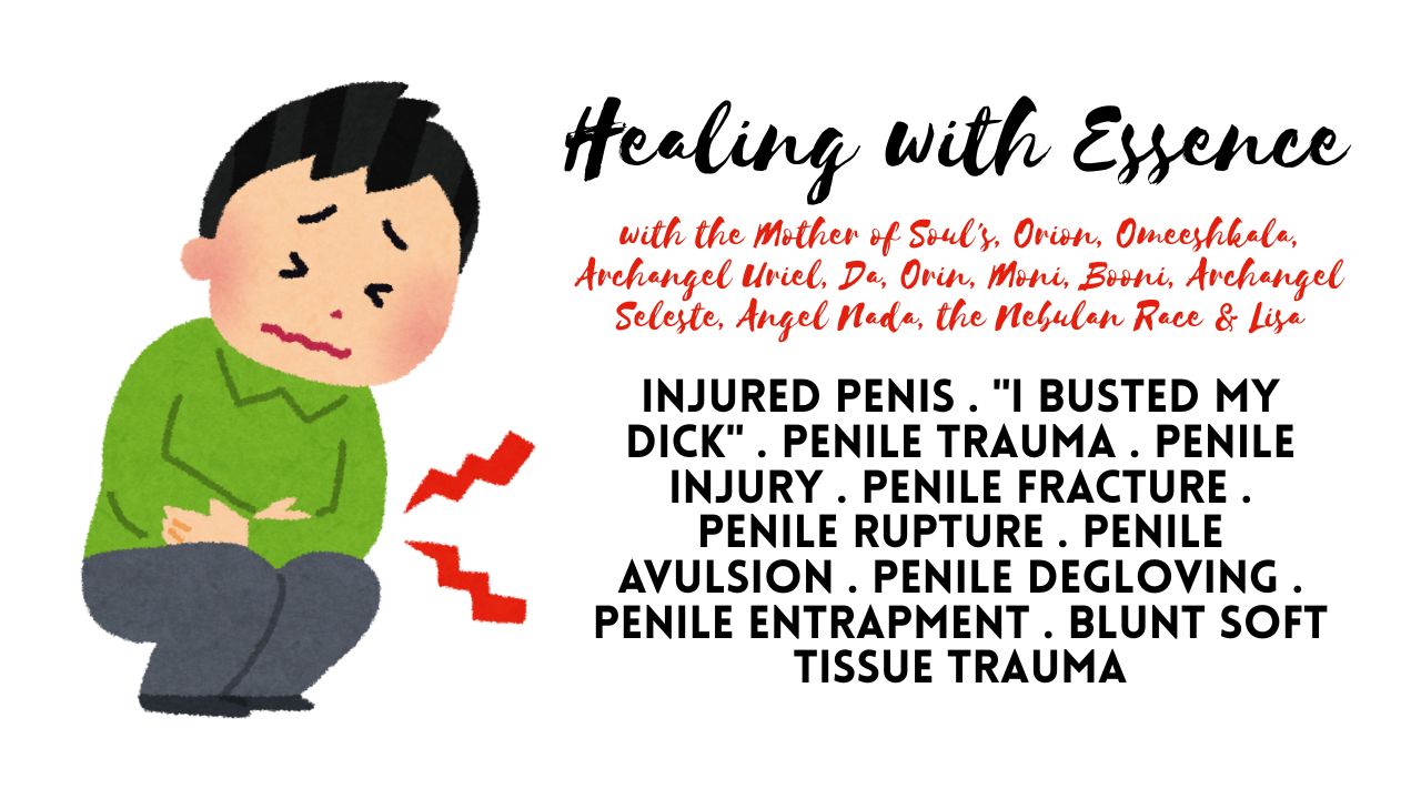 Healing with Essence: Injured Penis . "I Busted My Dick" . Penile Trauma . Penile Injury . Penile Fracture . Penile Rupture . Penile Avulsion . Penile Degloving . Penile Entrapment . Blunt Soft Tissue Trauma